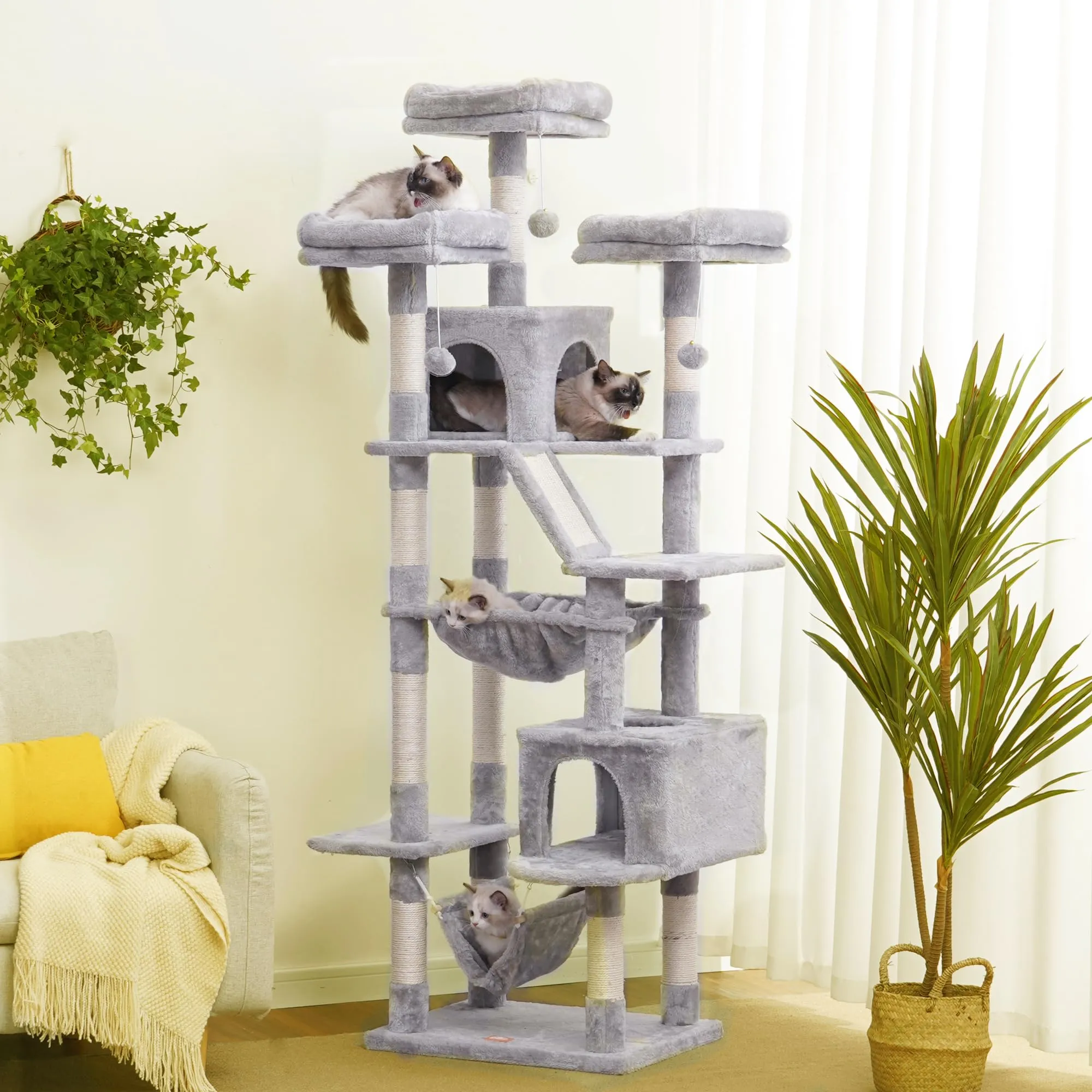 73 inches Tall Cat Tower for Large Cats 20 lbs Heavy Duty for Indoor Cats,Big Cat Furniture Condo