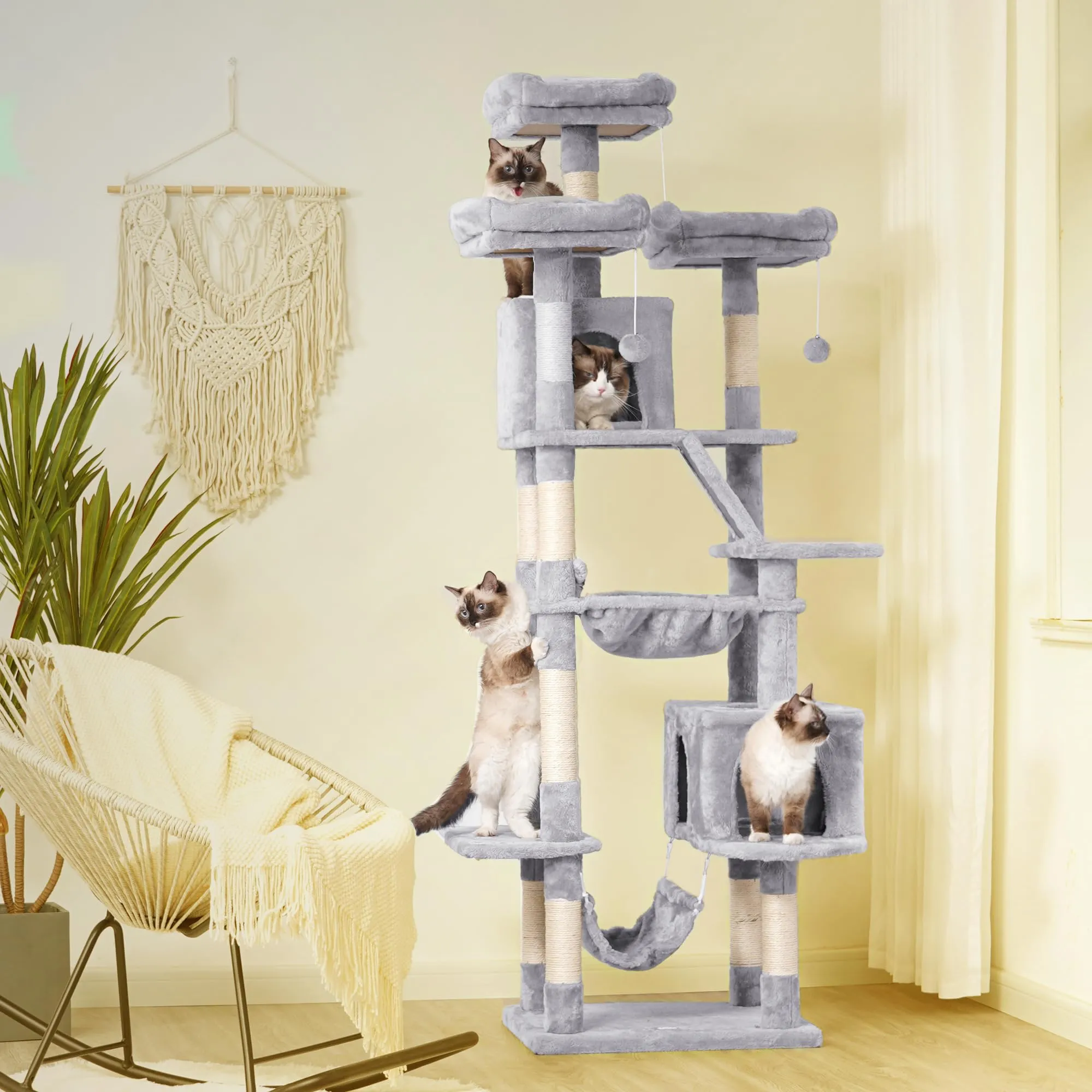 73 inches Tall Cat Tower for Large Cats 20 lbs Heavy Duty for Indoor Cats,Big Cat Furniture Condo