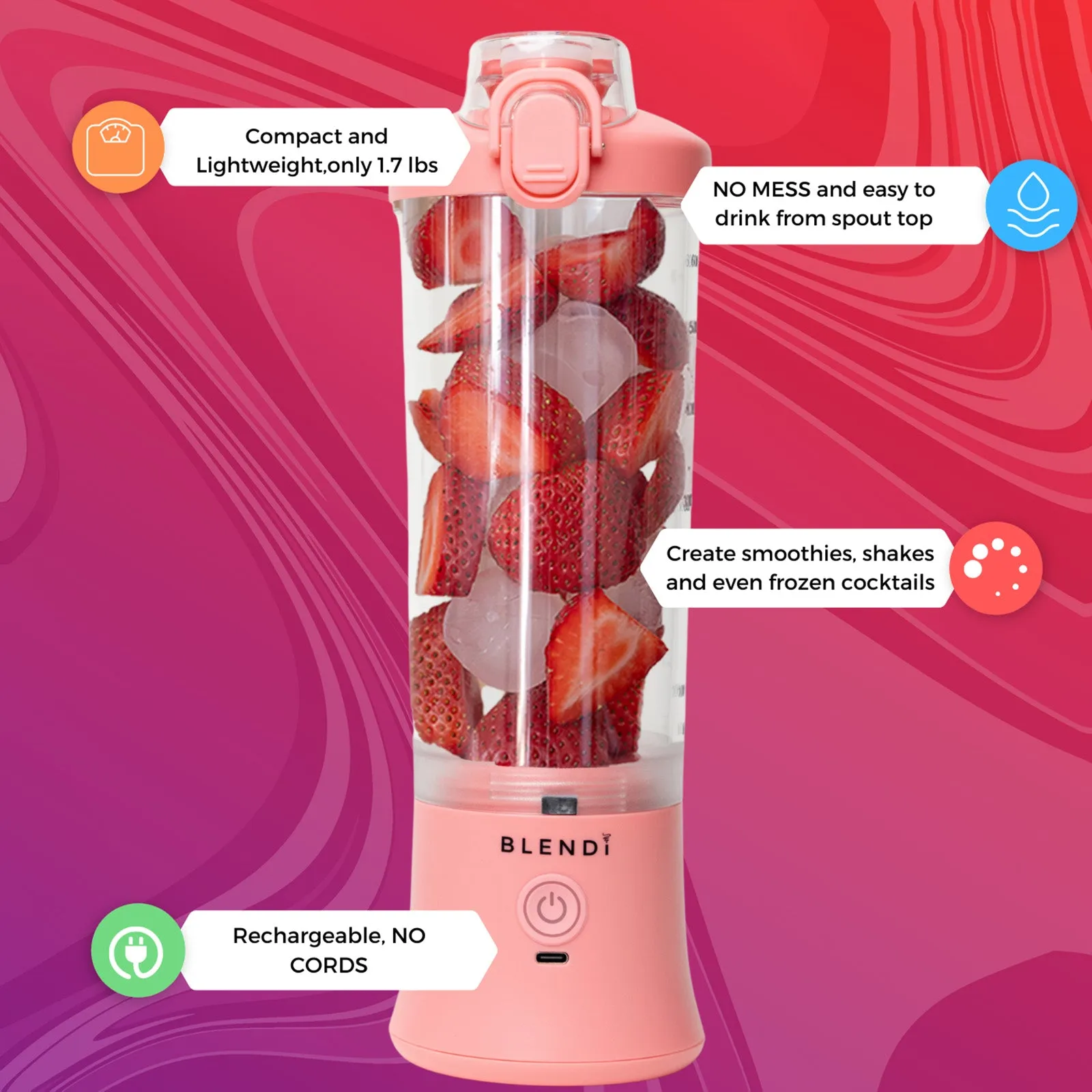 Blendi X 24 oz BPA-Free Rechargable Portable Blender
