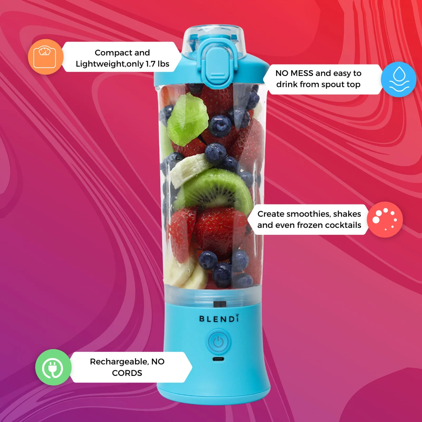 Blendi X 24 oz BPA-Free Rechargable Portable Blender