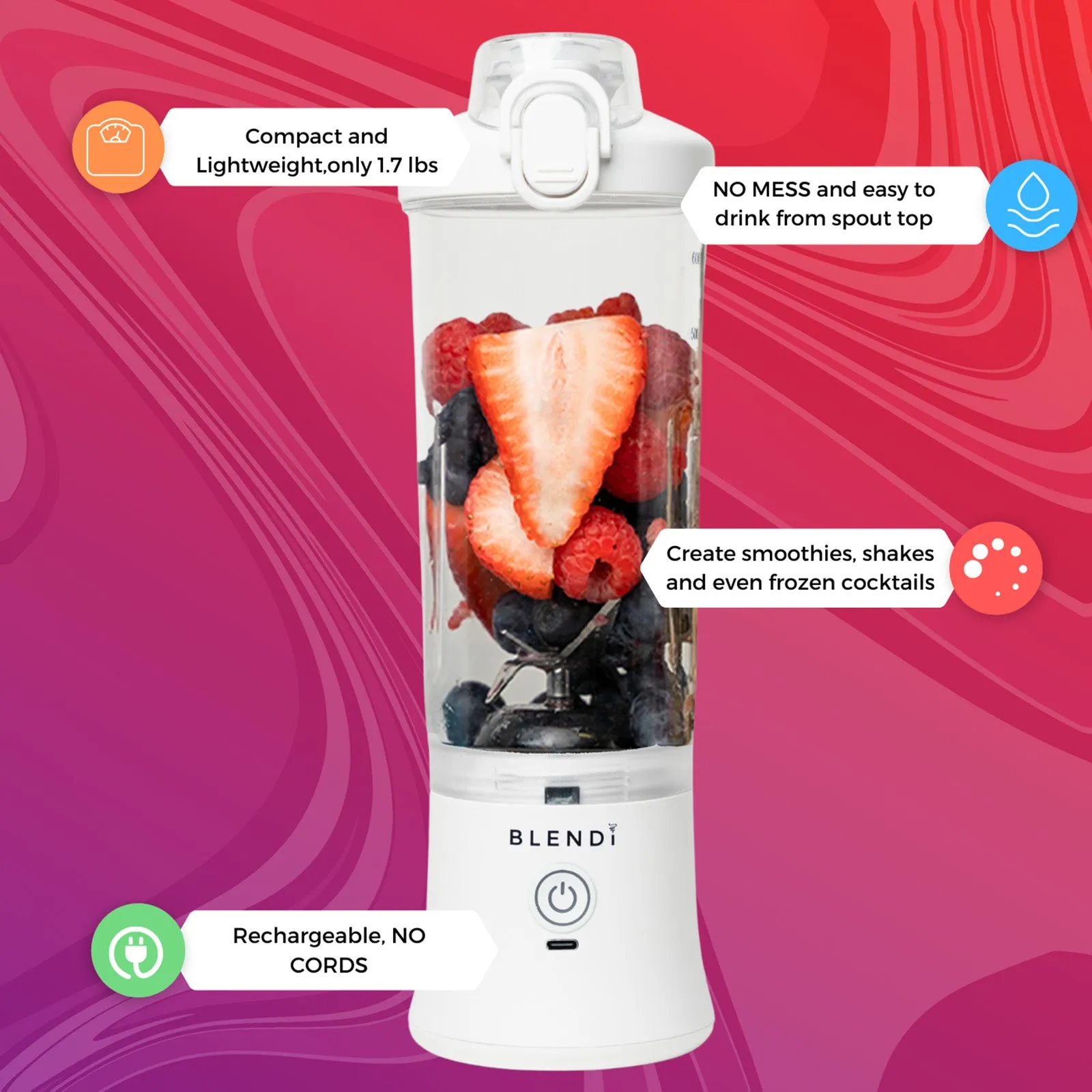 Blendi X 24 oz BPA-Free Rechargable Portable Blender