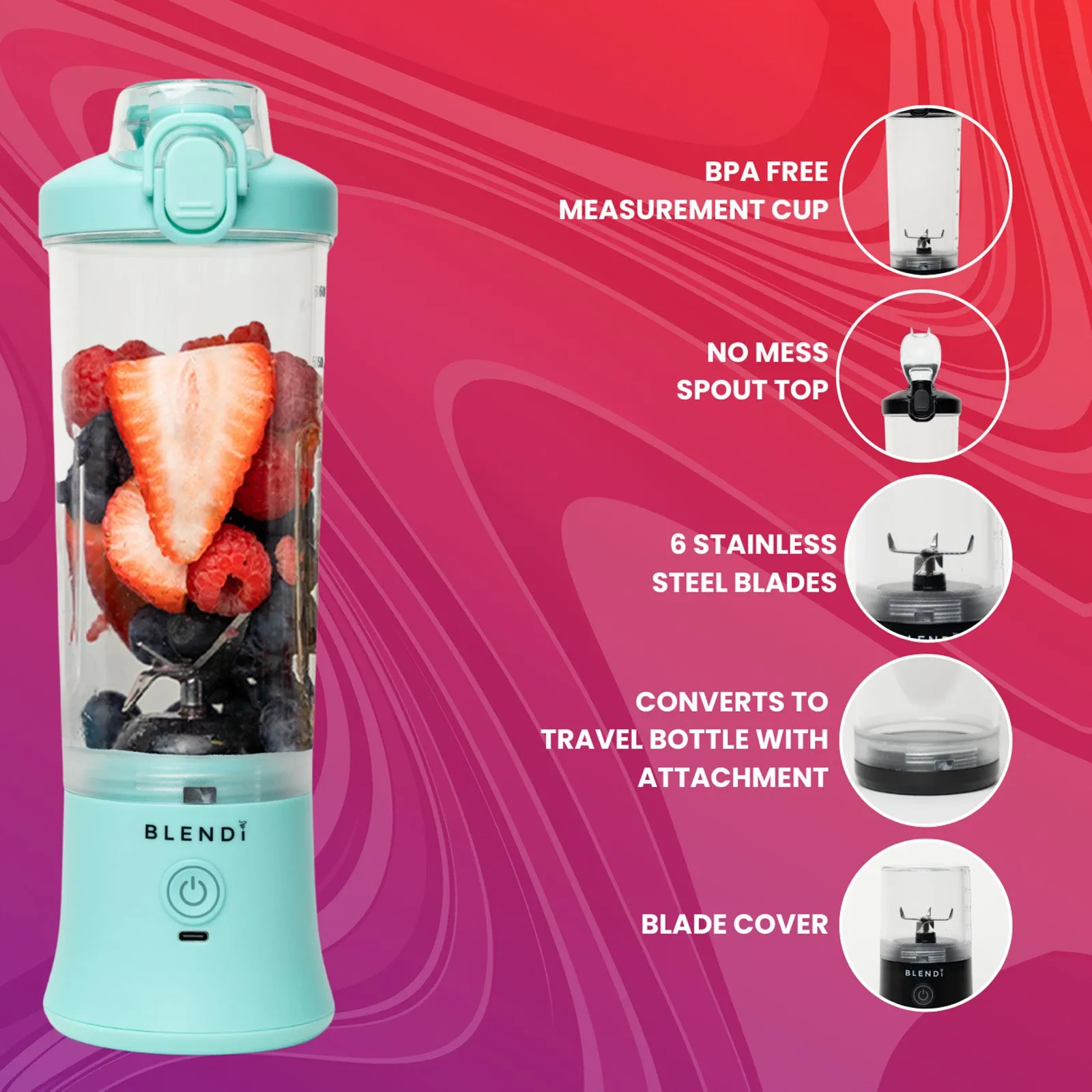 Blendi X 24 oz BPA-Free Rechargable Portable Blender