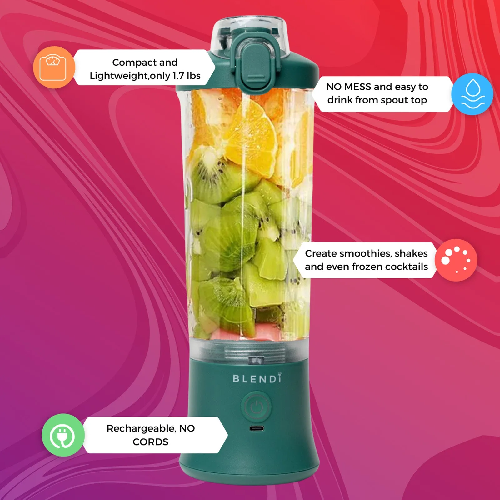 Blendi X 24 oz BPA-Free Rechargable Portable Blender