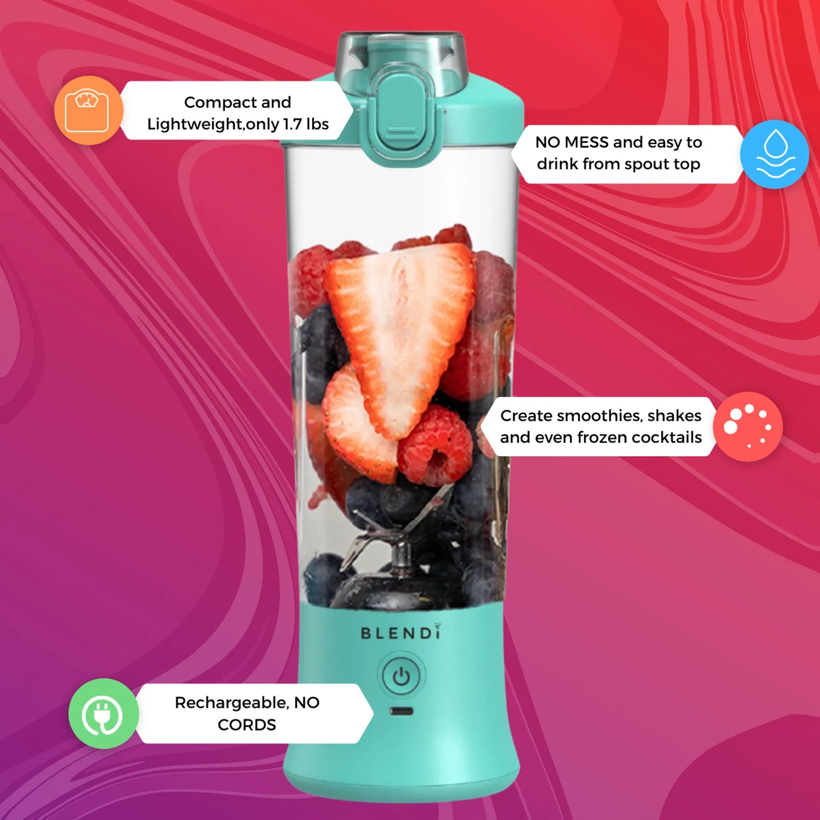 Blendi X 24 oz BPA-Free Rechargable Portable Blender
