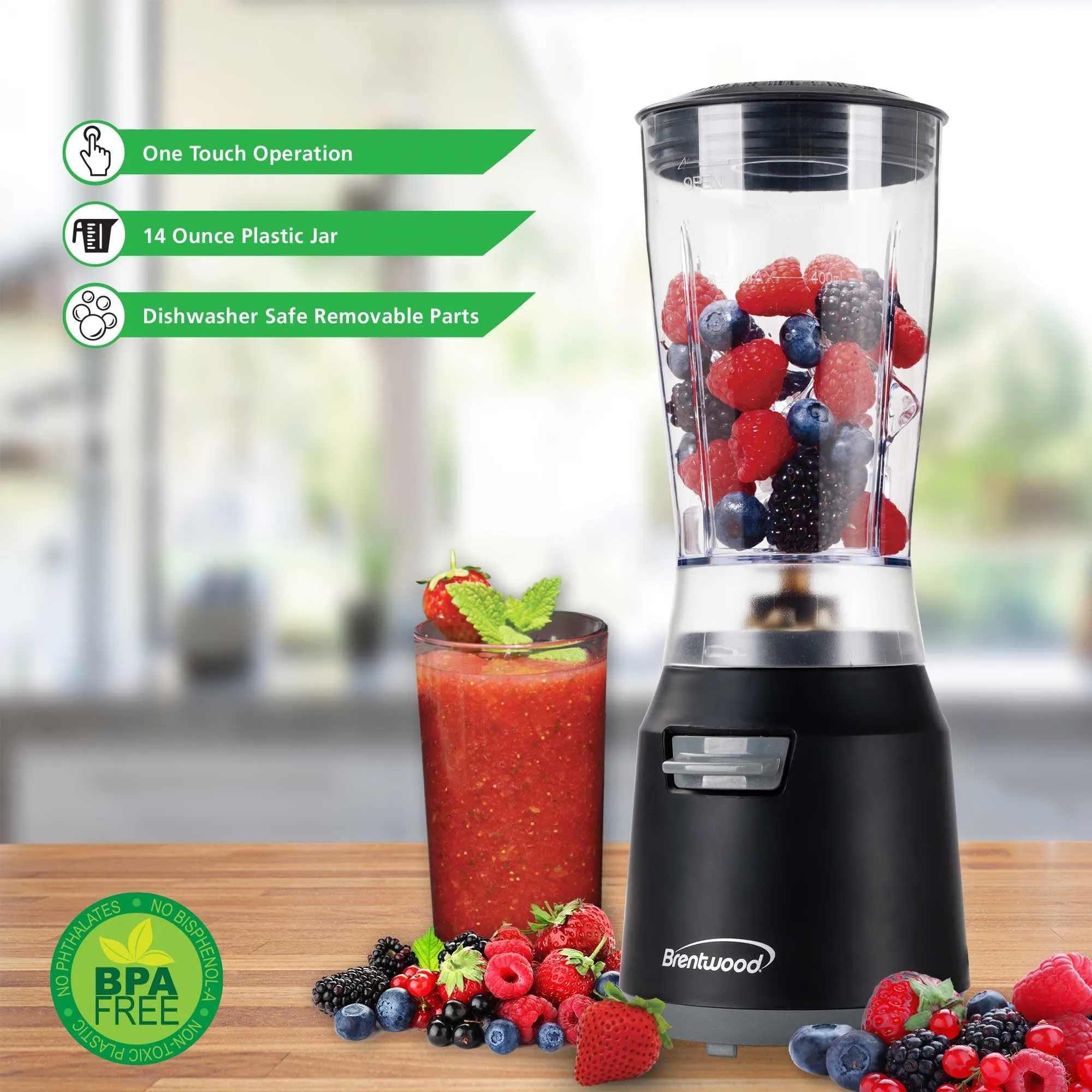 Brentwood JB-191BK 14oz Personal Blender, Black