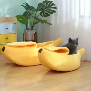 Cozy Banana-Shaped Winter Pet Bed