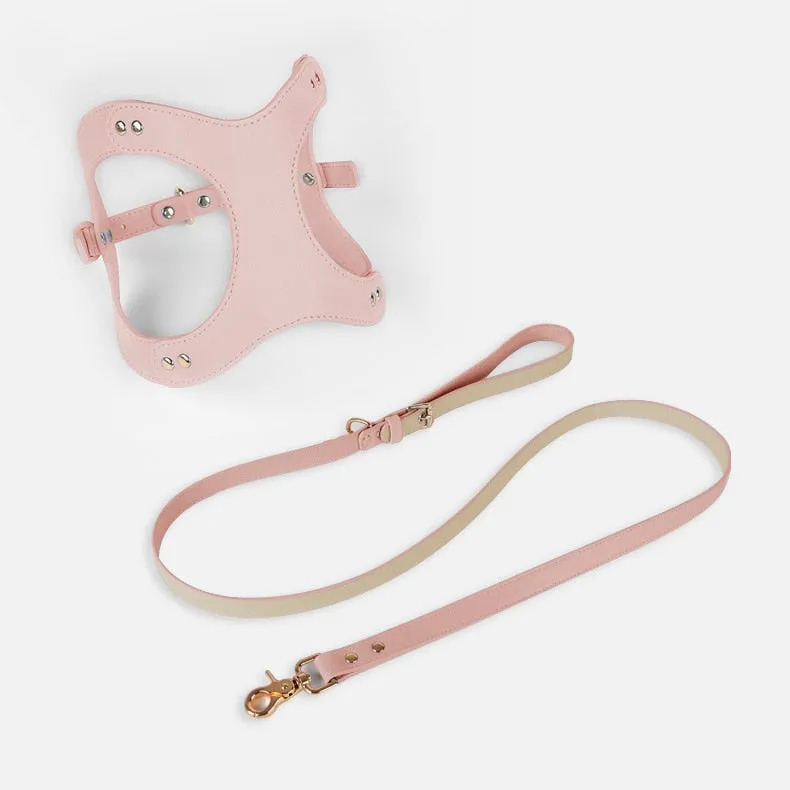 Eco-Friendly Dog Leather Harness and Leash Set