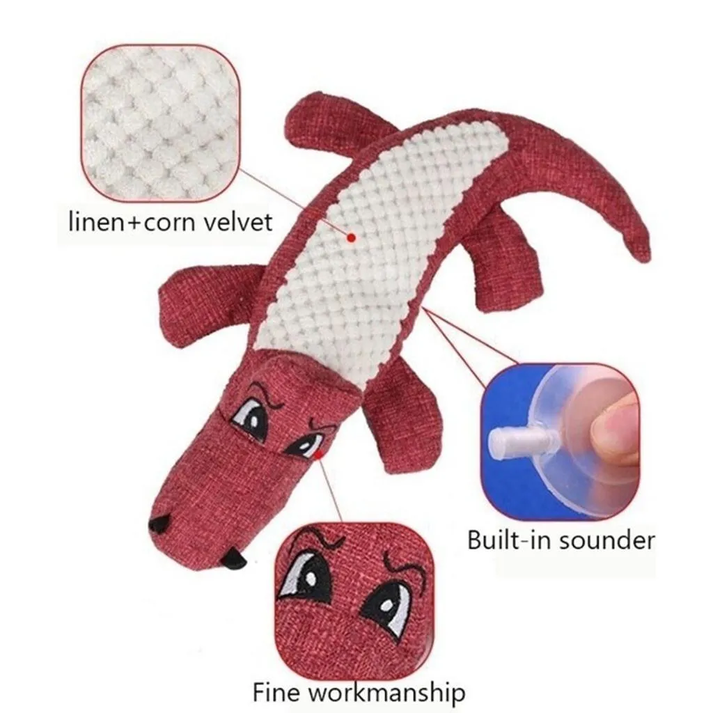 Fleece Alligator Chew Toy for Dogs Bite Resistant