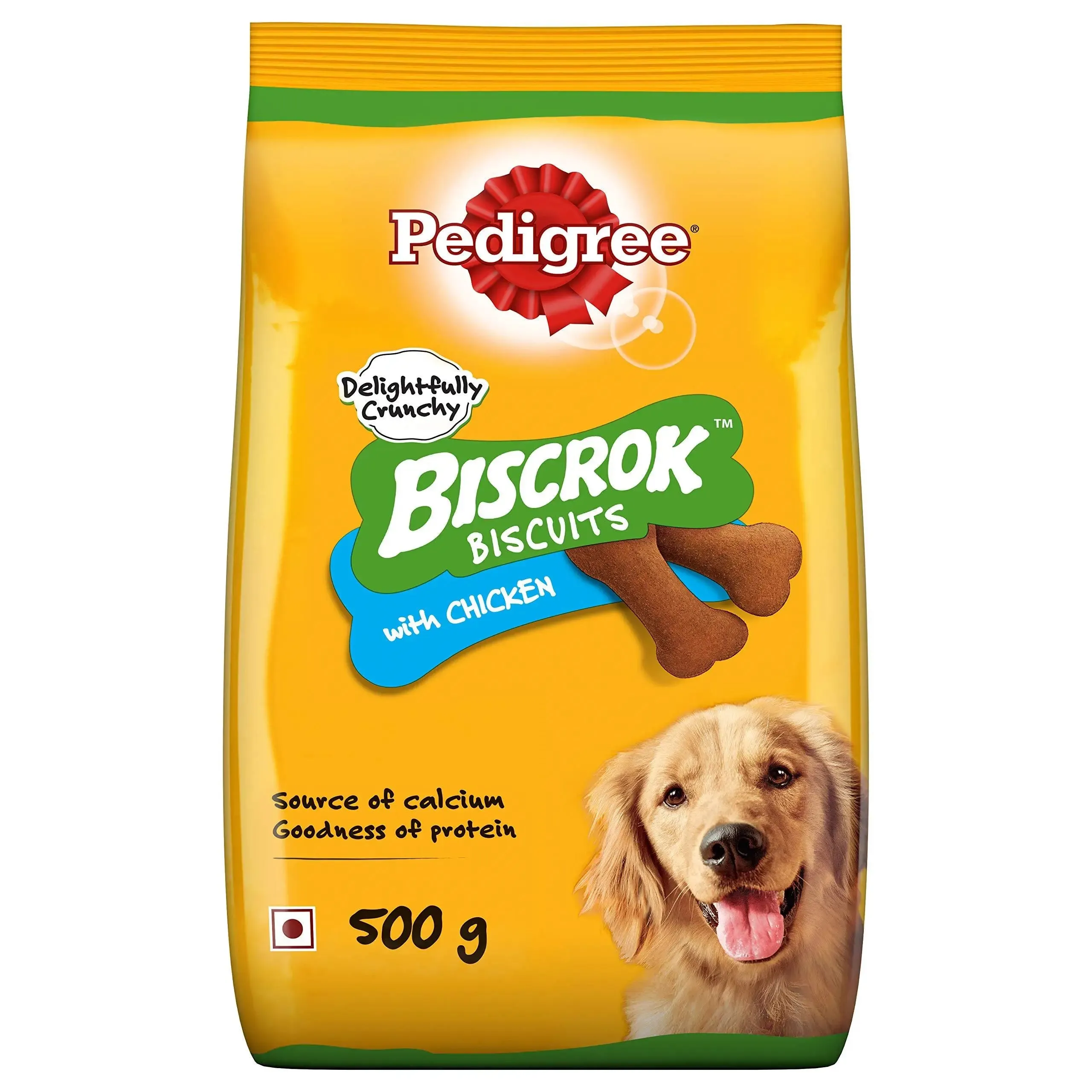 Pedigree Biscrok Biscuits Dog Treats (Above 4 Months), Chicken Flavor, 500g (pack of 2)