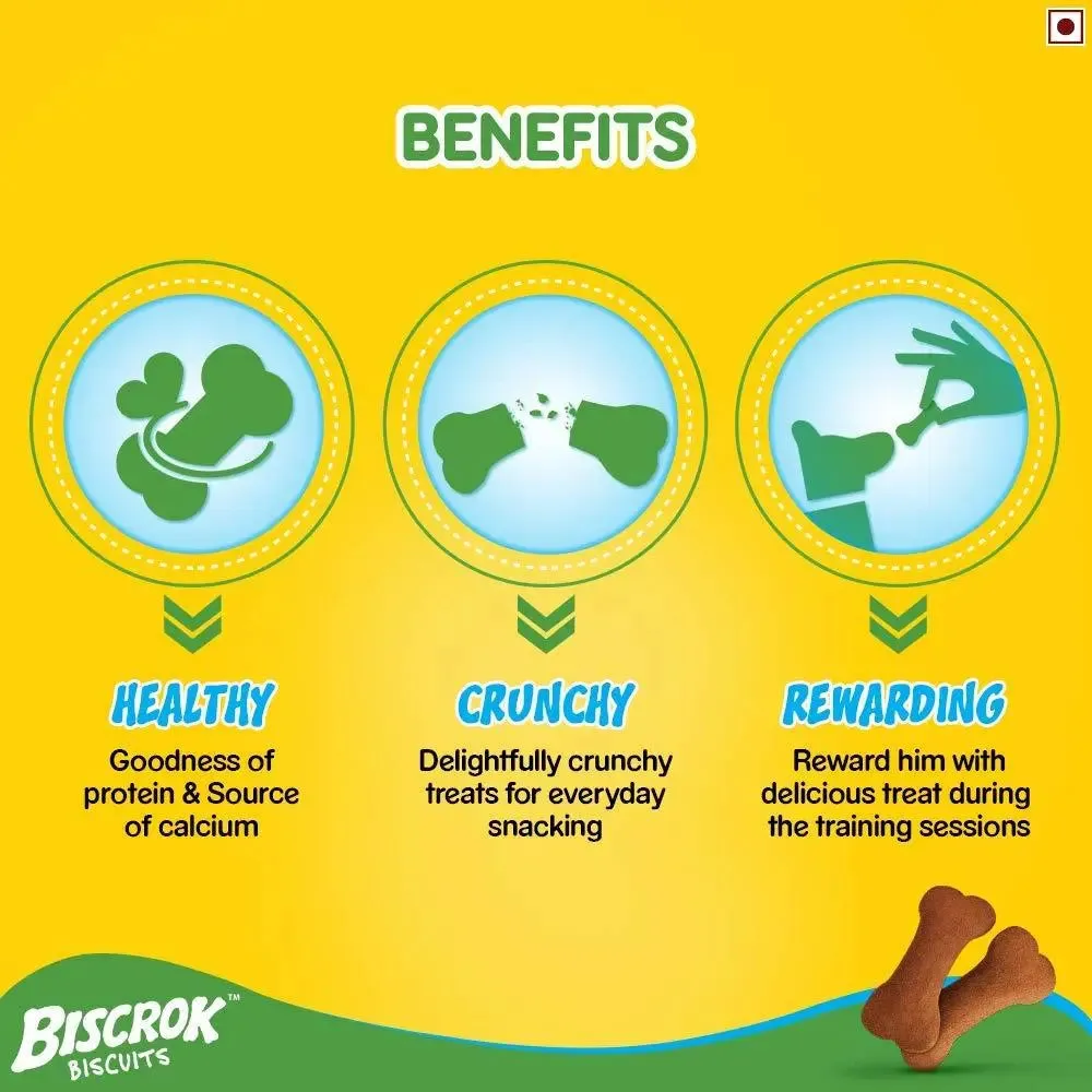 Pedigree Biscrok Biscuits Dog Treats (Above 4 Months), Chicken Flavor, 500g (pack of 2)
