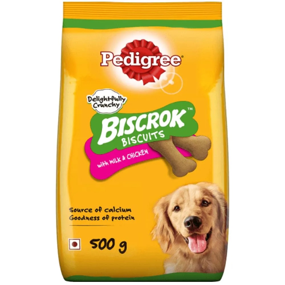 Pedigree Milk and Chicken Flavour Biscrok Biscuits Dog Treats (500g) (Limited Shelf Life)