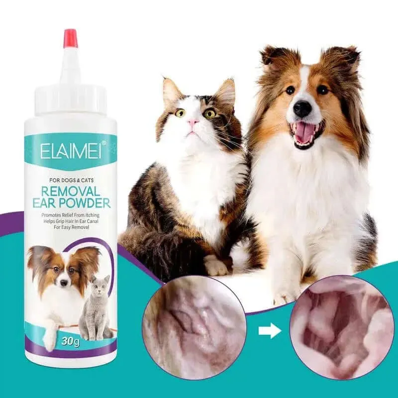 Pet Ear Care Powder: Cleaner & Hair Removal Solution