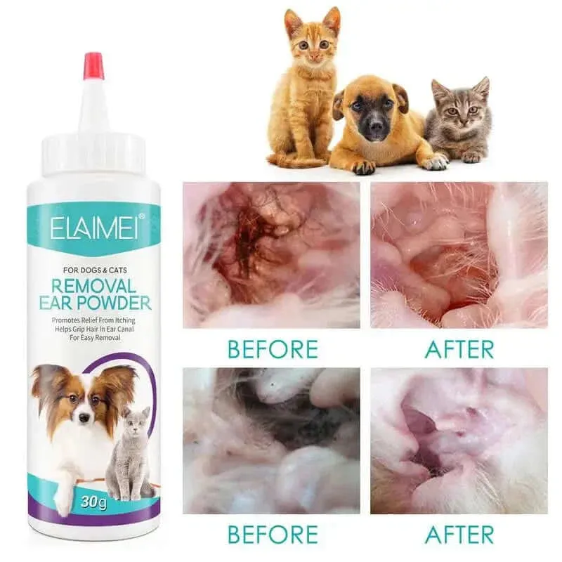Pet Ear Care Powder: Cleaner & Hair Removal Solution