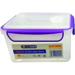 Plastic Lunch Box Large 2.3l with 4 Divider box