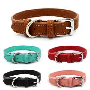 Premium PU Leather Collar for Dogs and Cats - Adjustable and Comfortable