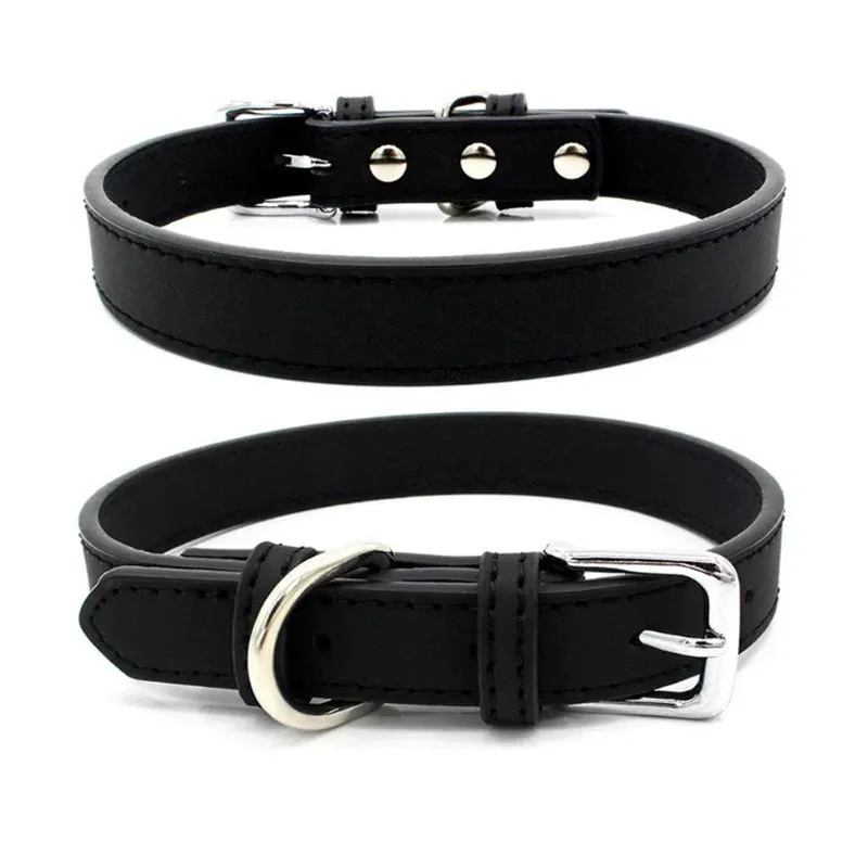 Premium PU Leather Collar for Dogs and Cats - Adjustable and Comfortable