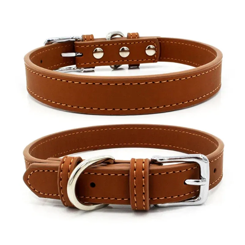 Premium PU Leather Collar for Dogs and Cats - Adjustable and Comfortable
