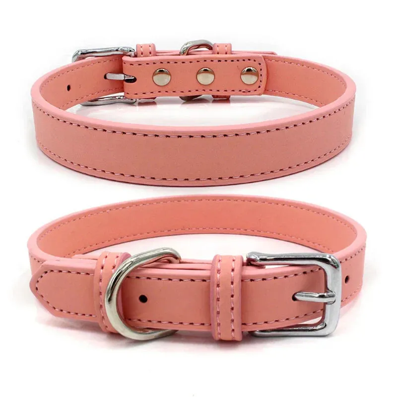 Premium PU Leather Collar for Dogs and Cats - Adjustable and Comfortable