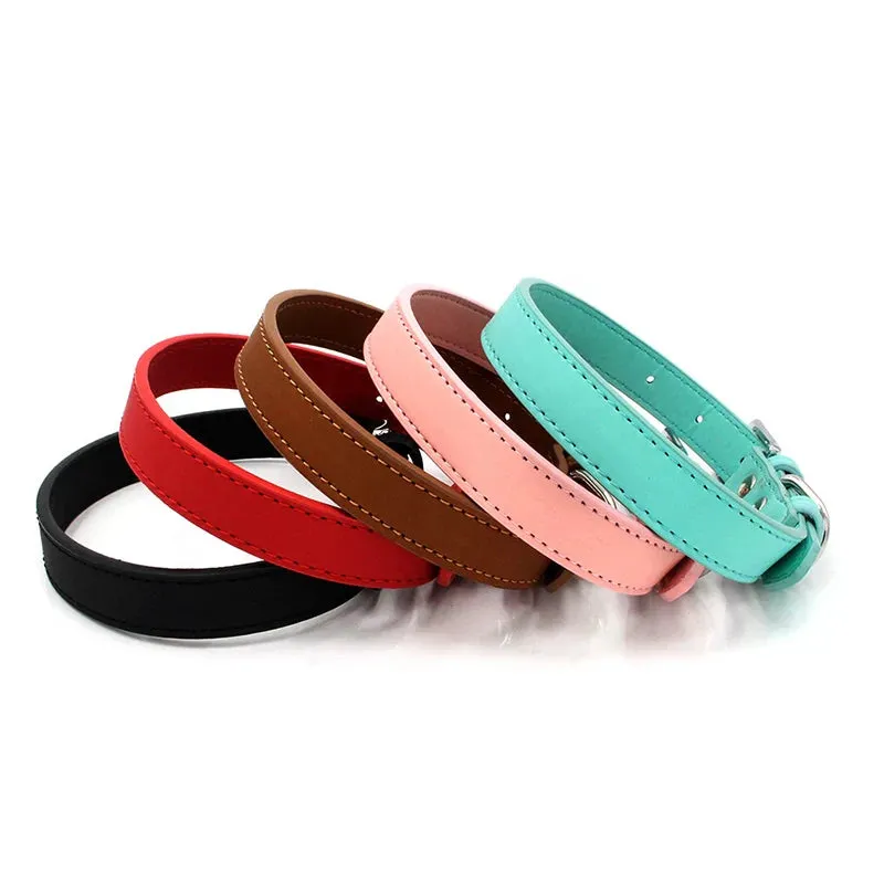 Premium PU Leather Collar for Dogs and Cats - Adjustable and Comfortable