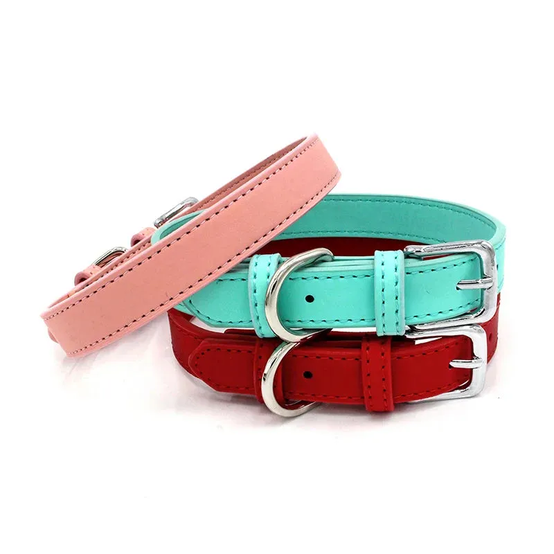 Premium PU Leather Collar for Dogs and Cats - Adjustable and Comfortable