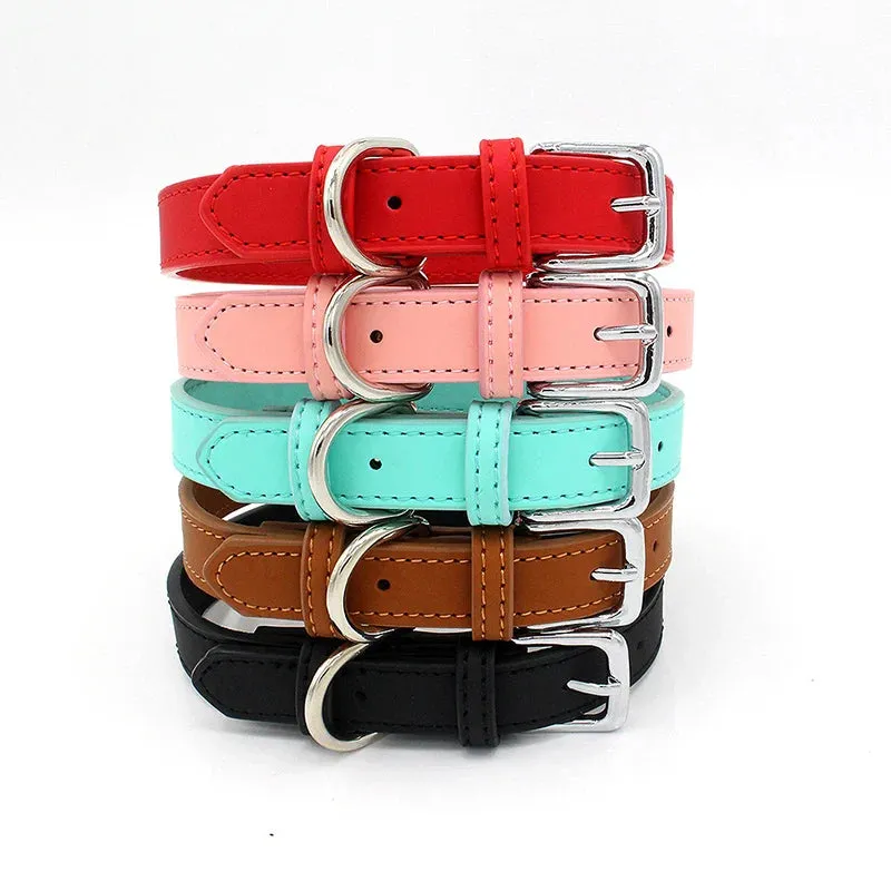 Premium PU Leather Collar for Dogs and Cats - Adjustable and Comfortable