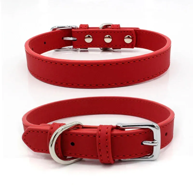 Premium PU Leather Collar for Dogs and Cats - Adjustable and Comfortable