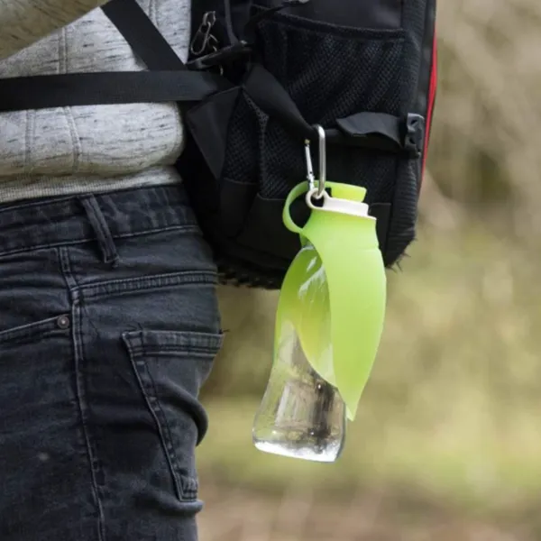 Rosewood Easy Use Dog Travel Water Bottle with Stylish Leaf Design, Green