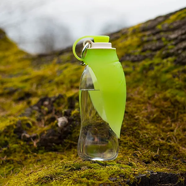 Rosewood Easy Use Dog Travel Water Bottle with Stylish Leaf Design, Green