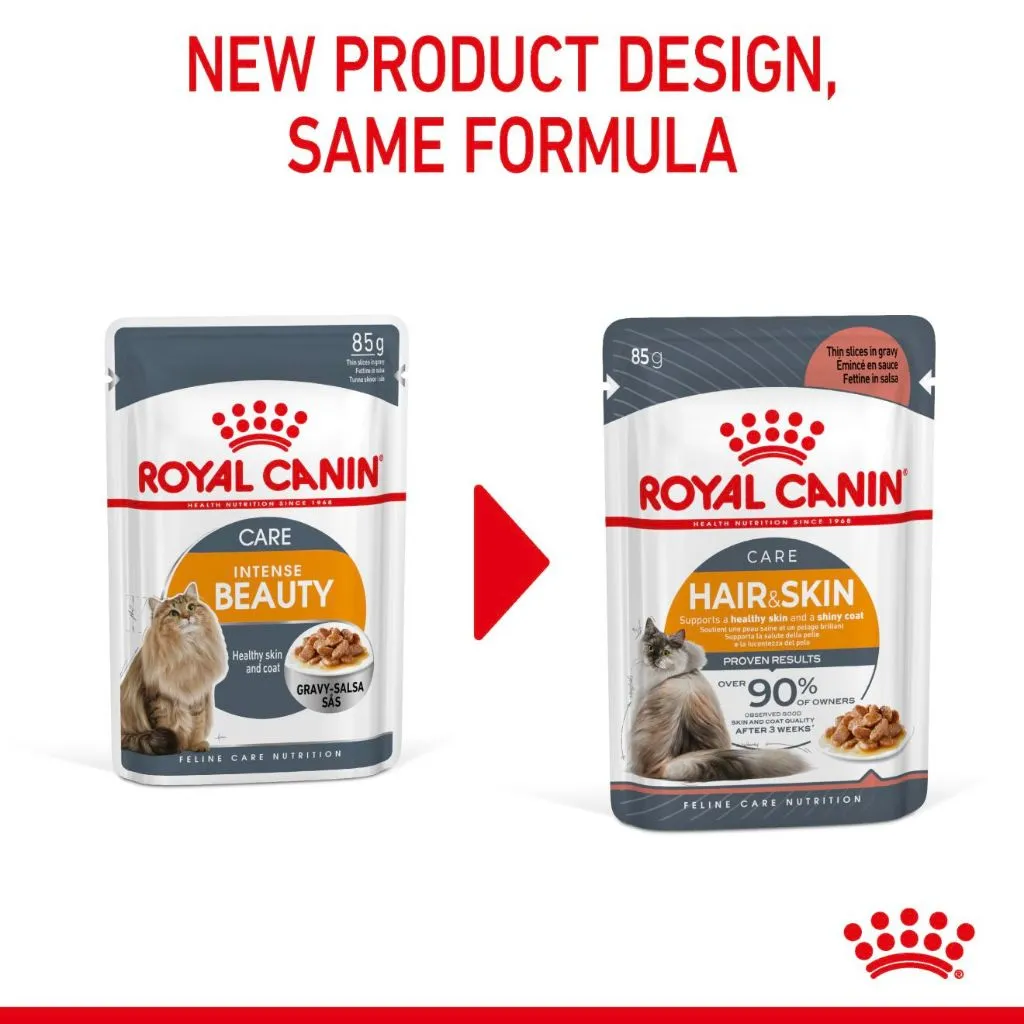 Royal Canin Hair and Skin/Intense Beauty (85g x 12 Pouches) Adult Wet Cat Food