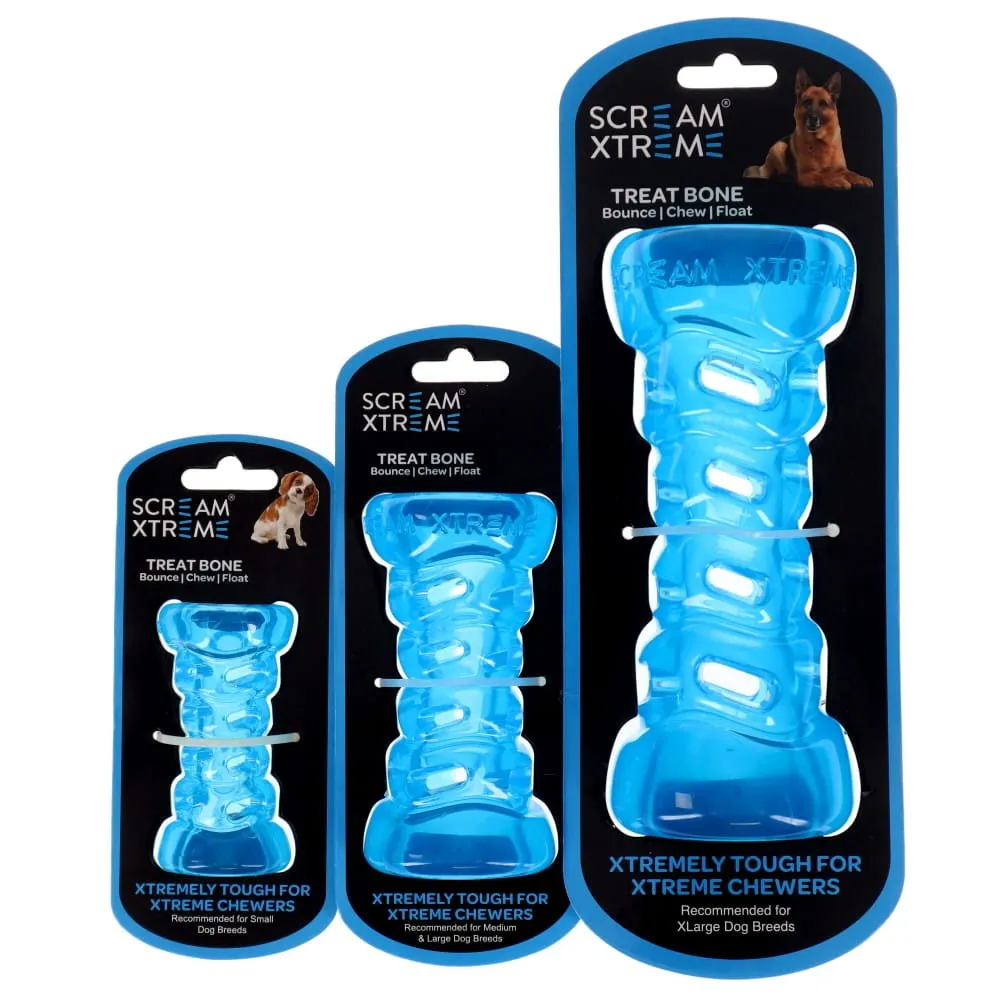 Scream Xtreme Tough Bone Loud Blue Dog Chew Toy