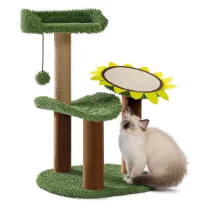 Sunflower Cat Tower with Plush Perch for Small Kittens